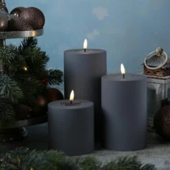 LED Kerze MIA Deluxe Für Außen 3D Flamme Flackernd H: 15cm D: 10cm Outdoor Grau -Heimische Küche 03daf7b7 fdd1 4776 9aea 2b2f286644b3