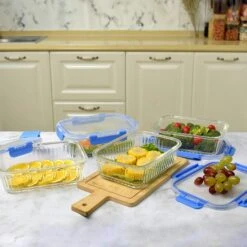 PIE LOCK | Glas Frischhaltedosen Set 10 Tlg | Vorratsdosen | Bento-Box | Aufschnittdose | Brotbox | Brotdose | Wurstdose | Mikrowellendose | Meal Prep -Heimische Küche 093f2ce3 a880 4ef0 b973 3cba9908ddbb