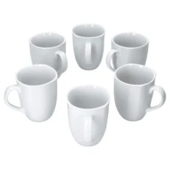 6er Set Kaffeebecher Palazzo 33cl - Kaffeetasse Aus Weißem Porzellan Mit Dekor-Kreisen In Grau Und Dunkelrot -Heimische Küche 0a4f1b04 525a 4b1f b02d 442fc6fad01d
