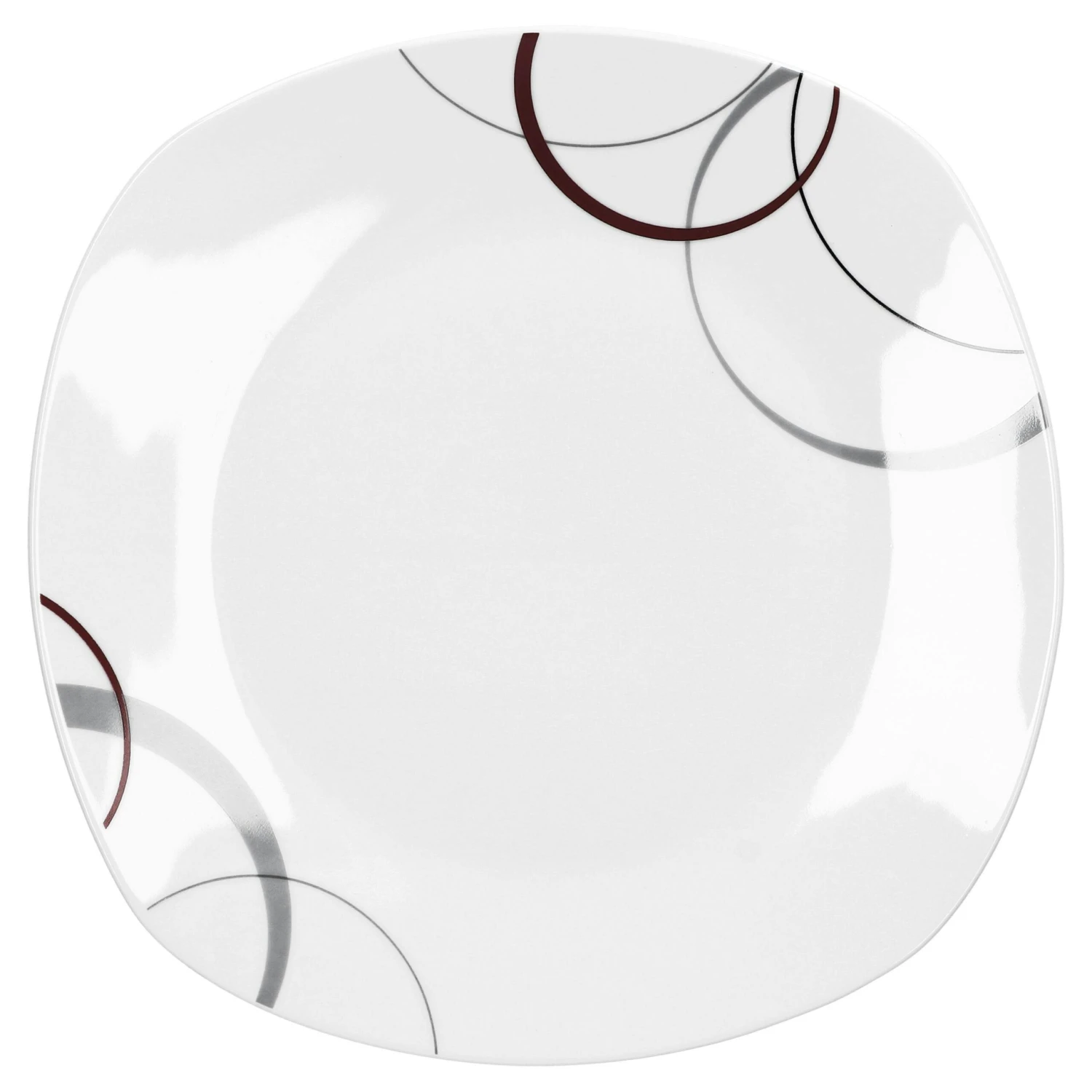 6er Set Essteller Flach Palazzo 25cm - Speiseteller Aus Weißem Porzellan Mit Dekor-Kreisen In Grau Und Dunkelrot 9 6er Set Essteller Flach Palazzo 25cm - Speiseteller Aus Weißem Porzellan Mit Dekor-Kreisen In Grau Und Dunkelrot – Bild 7