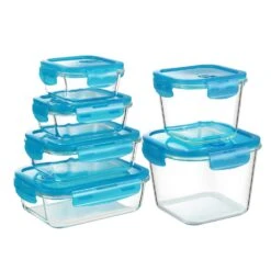 PIE LOCK | Glas Frischhaltedosen Set 10 Tlg | Vorratsdosen | Bento-Box | Aufschnittdose | Brotbox | Brotdose | Wurstdose | Mikrowellendose | Meal Prep -Heimische Küche 163de8e9 f32f 4e19 abe0 03142175b770