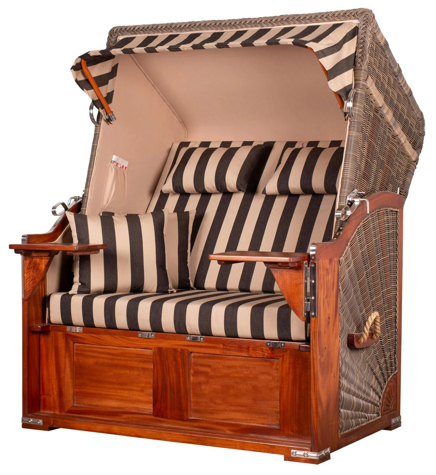 Strandkorb - Bene Living - Schaalsee Mahagoni - PE Grau - Modell 581 - Inkl. Liftersystem 8 Strandkorb - Bene Living - Schaalsee Mahagoni - PE Grau - Modell 581 - Inkl. Liftersystem – Bild 6