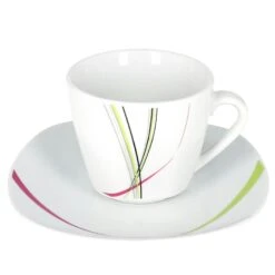 Kaffeeservice 18tlg. Monika Leicht Eckig Porzellan Für 6 Personen Weiß Mit Rotem Blumendekor -Heimische Küche 309393ab e741 49a6 a19e 47b417a92c91