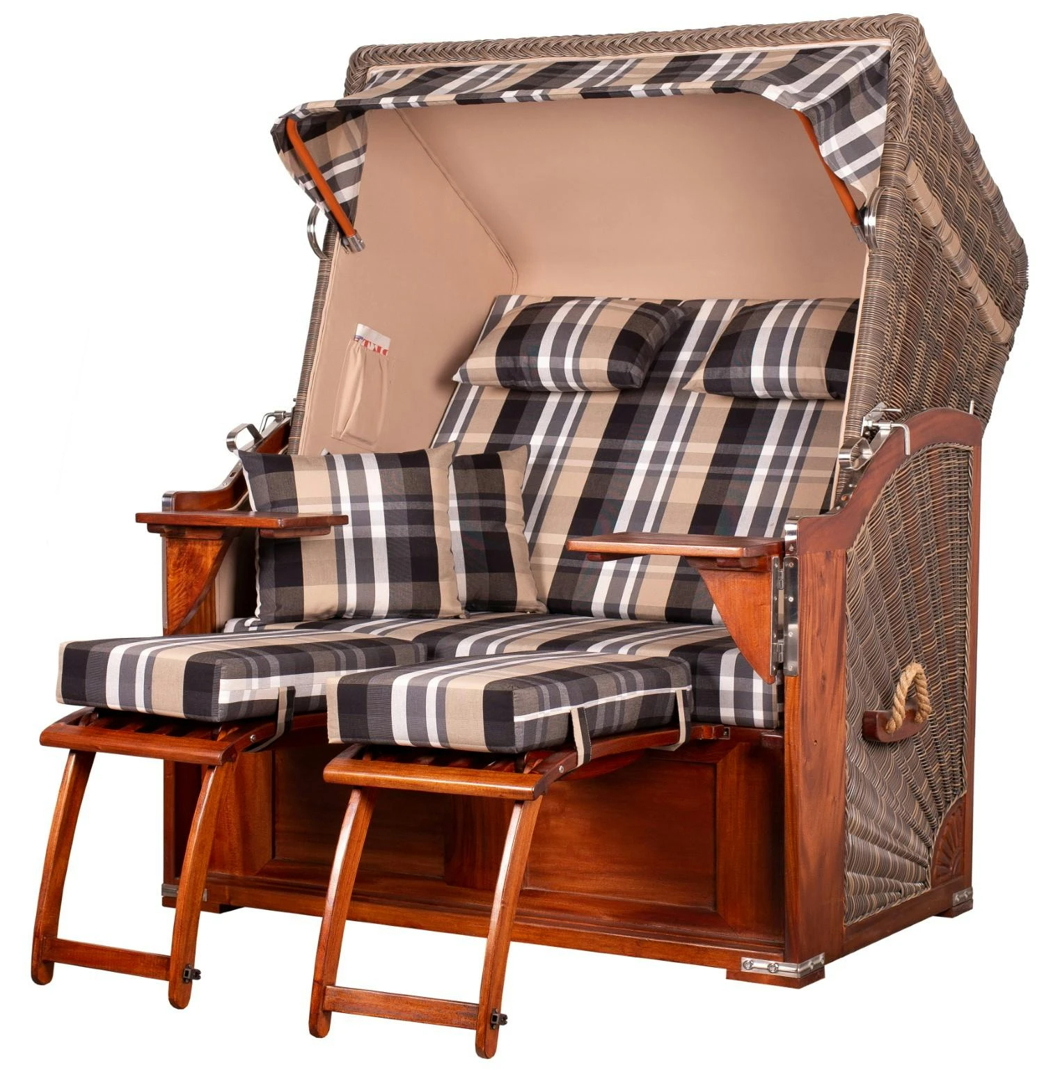 Strandkorb - Bene Living - Schaalsee Mahagoni - PE Grau - Modell 581 - Inkl. Liftersystem 6 Strandkorb - Bene Living - Schaalsee Mahagoni - PE Grau - Modell 581 - Inkl. Liftersystem – Bild 4