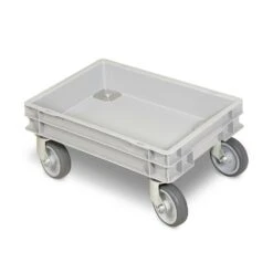 6 Transportroller F. Behälter, Blau, 4 Lenkrollen, 2 M. Bremse, Graue Gummiräder, Trg 250 Kg -Heimische Küche 4c79c38b fa94 4a7f b367 691b99665e99