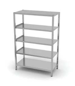 Edelstahl Gastro-Lagerregal Mit 5 Verstellbaren (perforierten) Ablagefächern | AISI 430 Qualität | HxBxT 180x140x40 -Heimische Küche 5019c316 2baa 4541 8426 ce1dfec224fe