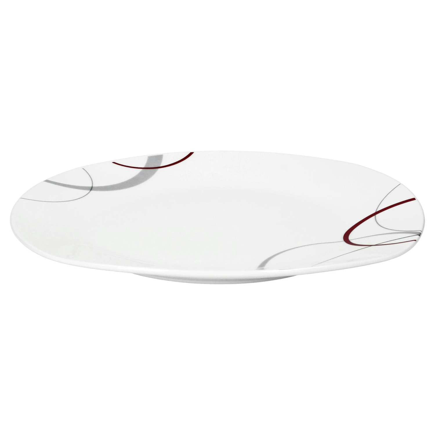 6er Set Essteller Flach Palazzo 25cm - Speiseteller Aus Weißem Porzellan Mit Dekor-Kreisen In Grau Und Dunkelrot 8 6er Set Essteller Flach Palazzo 25cm - Speiseteller Aus Weißem Porzellan Mit Dekor-Kreisen In Grau Und Dunkelrot – Bild 6