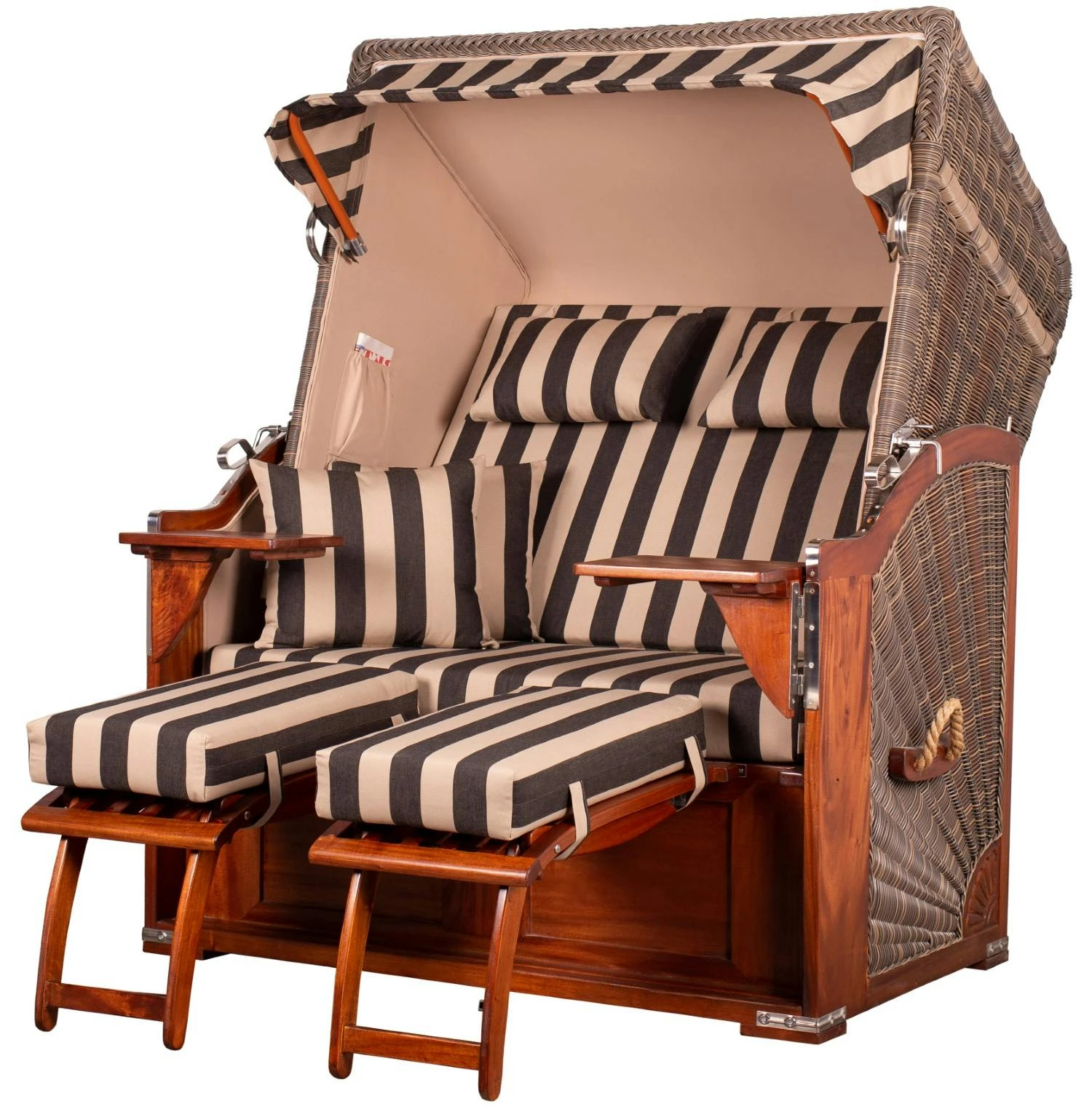 Strandkorb - Bene Living - Schaalsee Mahagoni - PE Grau - Modell 581 - Inkl. Liftersystem 3 Strandkorb - Bene Living - Schaalsee Mahagoni - PE Grau - Modell 581 - Inkl. Liftersystem