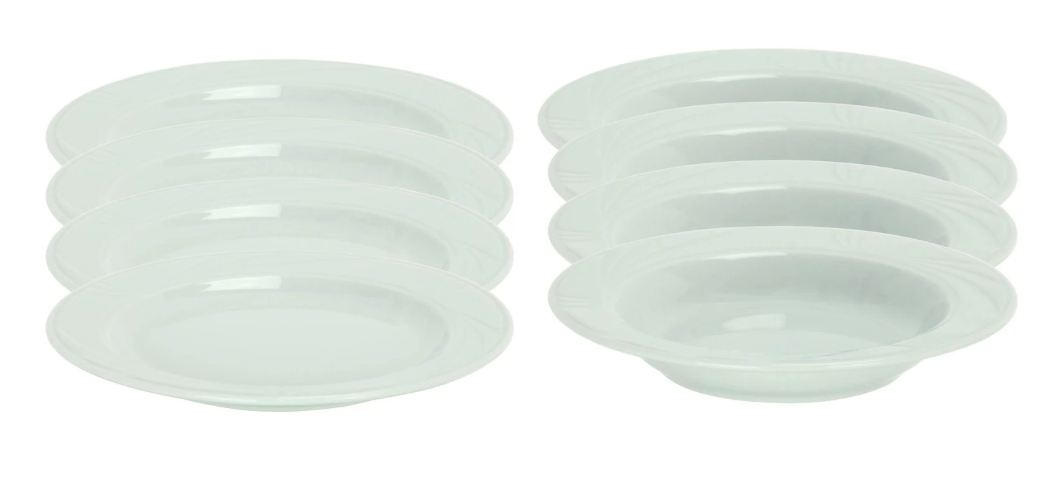 Tafelservice Moonlight 12tlg. - Weiß Mit Farbigem Gittermuster-Dekor Und Geschwungenen Kanten - Für 6 Personen 9 Tafelservice Moonlight 12tlg. - Weiß Mit Farbigem Gittermuster-Dekor Und Geschwungenen Kanten - Für 6 Personen – Bild 7