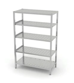 Edelstahl Gastro-Lagerregal Mit 5 Verstellbaren (perforierten) Ablagefächern | AISI 430 Qualität | HxBxT 180x140x40 -Heimische Küche 79acc03a 029a 4407 8a3b 29ff342d826e