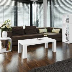 SalesFever Couchtisch Quadratisch | Hochglanz Lackiert | MDF-Holz | B 100 X T 100 X H 45 Cm | Weiß Mit Schwarzglas Element -Heimische Küche 86354632 8bc0 4b93 9990 a35657b36d53