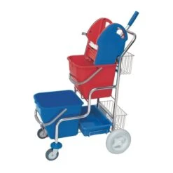 CleanSV® Verchromter Putzwagen Mit Profi Mopresse, 2 Gitterkörben, 1 Ablage Und 2 Plastikeimer -Heimische Küche 896feb29 85e5 43c3 a198 774c53c22ccc