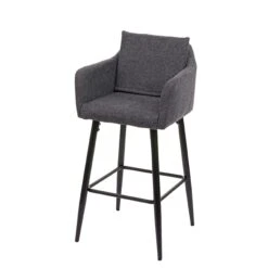 Barhocker HWC-H93, Barstuhl Tresenhocker, Fußablage Metall ~ Stoff/Textil Hellgrau -Heimische Küche 931779e0 f722 417d 9283 88d9c88c494b