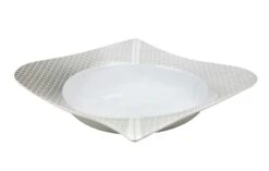 Tafelservice Moonlight 12tlg. - Weiß Mit Farbigem Gittermuster-Dekor Und Geschwungenen Kanten - Für 6 Personen