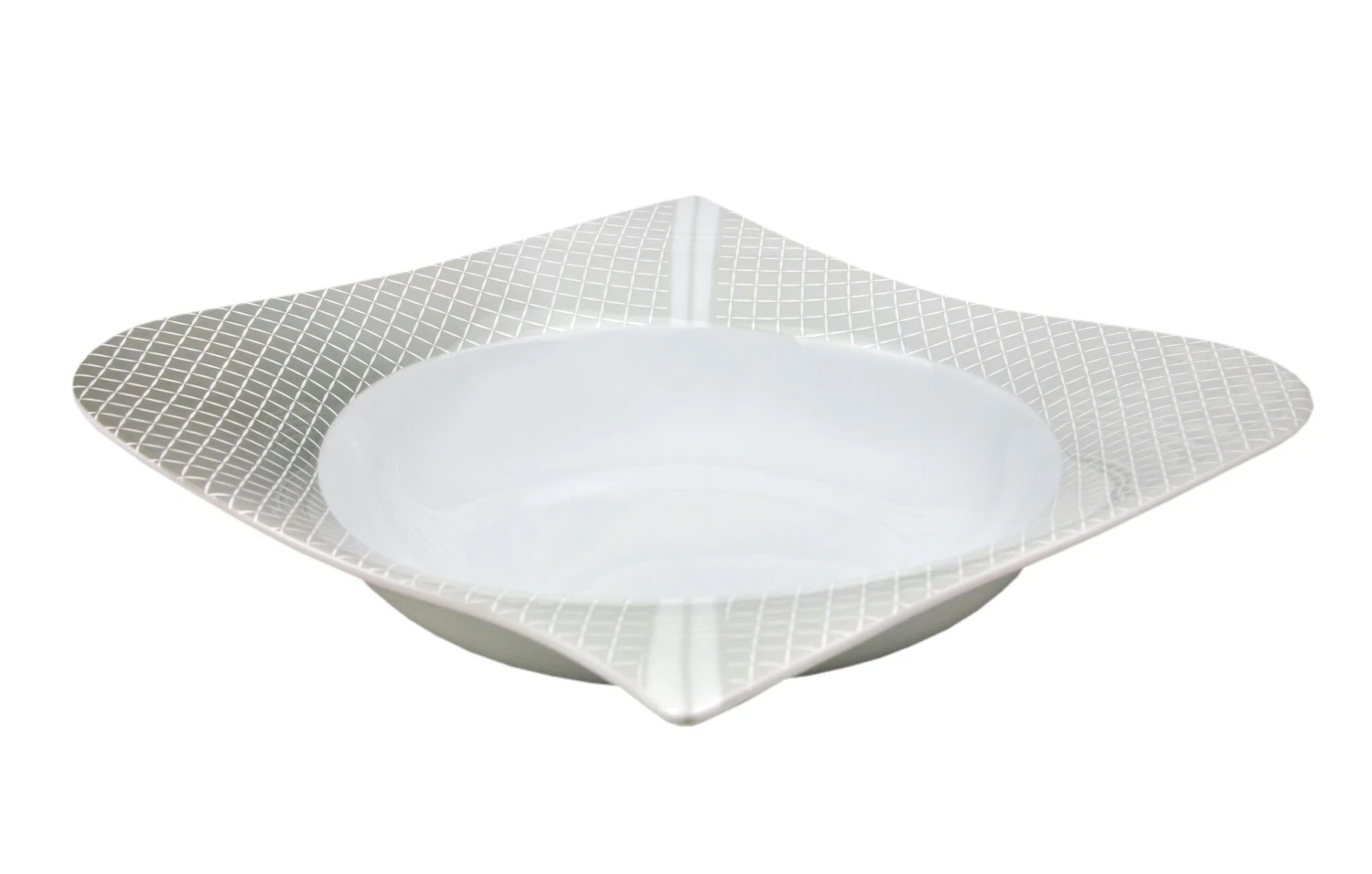 Tafelservice Moonlight 12tlg. - Weiß Mit Farbigem Gittermuster-Dekor Und Geschwungenen Kanten - Für 6 Personen 3 Tafelservice Moonlight 12tlg. - Weiß Mit Farbigem Gittermuster-Dekor Und Geschwungenen Kanten - Für 6 Personen