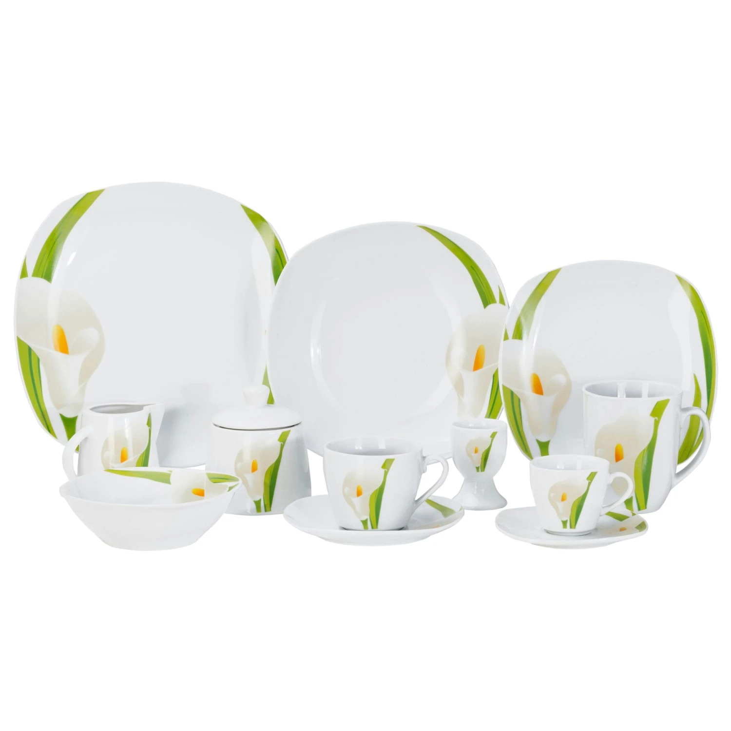 Kombiservice Silver Night 62tlg. Weiß Porzellan Für 6 Personen 4 Kombiservice Silver Night 62tlg. Weiß Porzellan Für 6 Personen – Bild 2