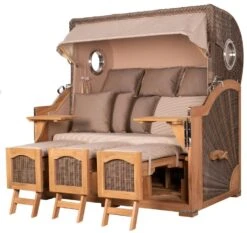 Strandkorb - Bene Living - Ammersee Grande XXL Teak Bullauge - PE Grau - Modell 551 - 3-Sitzer Inkl. Liftersystem -Heimische Küche cb12c201 e187 423b 99ba e961b76ee36e