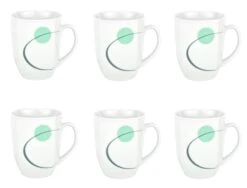 6er Set Kaffeebecher Palazzo 33cl - Kaffeetasse Aus Weißem Porzellan Mit Dekor-Kreisen In Grau Und Dunkelrot -Heimische Küche cbc543cc a4e8 4714 a502 02622687222f