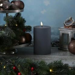 LED Kerze MIA Deluxe Für Außen 3D Flamme Flackernd H: 15cm D: 10cm Outdoor Grau -Heimische Küche d00e429e 59f8 41a0 be8c 97d5eff82eda