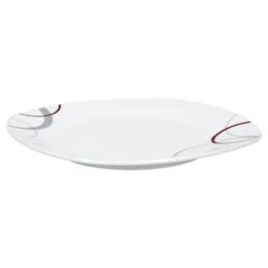 6er Set Dessertteller Flach Palazzo 19cm - Kuchenteller / Frühstücksteller Aus Weißem Porzellan Mit Dekor-Kreisen In Grau Und Dunkelrot -Heimische Küche d46ae29d 21bc 4e7c 8098 ffd3b9b9cfcd