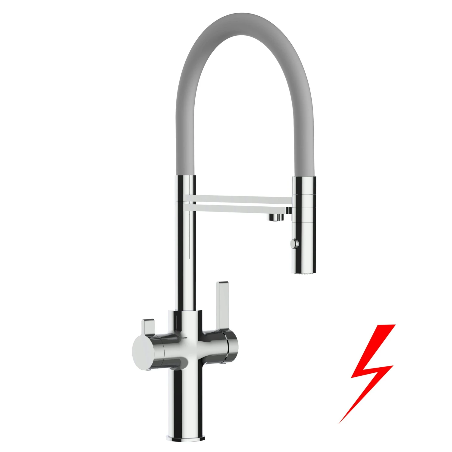 Niederdruck 3 Wege Wasserhahn Küchenarmatur Spültischmischer FC Verchromt, Mit 360° Schwenkbarem Stahlfeder Auslauf Und Abnehmbare 2 Strahl Handbrause 6 Niederdruck 3 Wege Wasserhahn Küchenarmatur Spültischmischer FC Verchromt, Mit 360° Schwenkbarem Stahlfeder Auslauf Und Abnehmbare 2 Strahl Handbrause – Bild 4