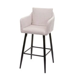 Barhocker HWC-H93, Barstuhl Tresenhocker, Fußablage Metall ~ Stoff/Textil Hellgrau -Heimische Küche ecd362f9 79a1 4f10 950d 9ec428da9b11
