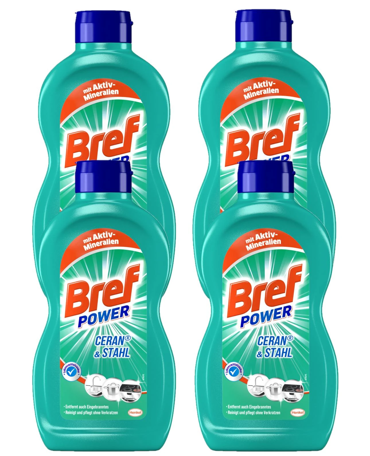 Bref Sidol Ceran & Stahl Reiniger Entfernt Eingebranntes 4x500ml Sauberkeit